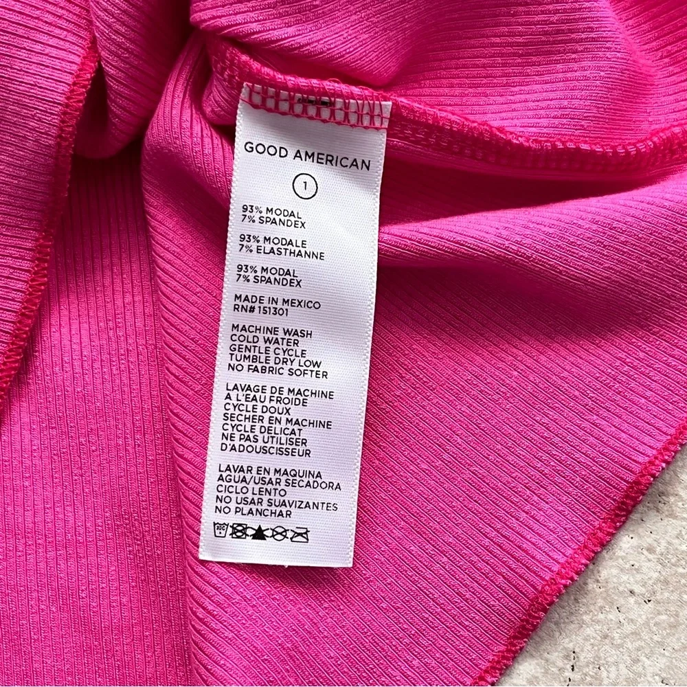 Good American Rib Long Sleeve Button Top in hot pink‎ Women’s Size 1 Barbie Pink